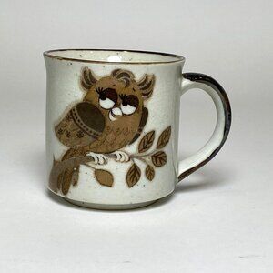 Vintage Anthropomorphic Owl Coffee Mug Cup Stoneware Unbranded Otagiri Style